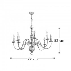 InLight Κρεμαστό φωτιστικό από μέταλλο σε λευκή πατίνα 8XE14 D:83cm (5311-8)