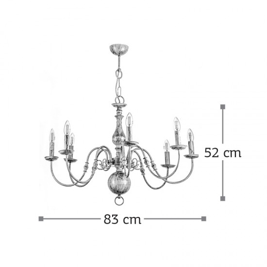 InLight Κρεμαστό φωτιστικό από μέταλλο σε λευκή πατίνα 8XE14 D:83cm (5311-8)
