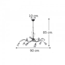 InLight Κρεμαστό φωτιστικό από οξυντέ μέταλλο κρύσταλλα και μελί γυαλί 9XG9 D:90cm (5224-9-Οξυντέ)