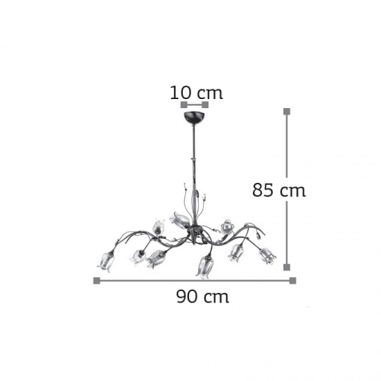 InLight Κρεμαστό φωτιστικό από οξυντέ μέταλλο κρύσταλλα και μελί γυαλί 9XG9 D:90cm (5224-9-Οξυντέ) InLight Κρεμαστό φωτιστικό από οξυντέ μέταλλο κρύσταλλα και μελί γυαλί 9XG9 D:90cm (5224-9-Οξυντέ)