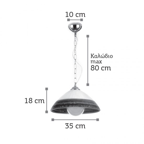 InLight Κρεμαστό φωτιστικό από ασημί γυαλί 1XE27 D:35cm (4409-Α-Ασημί)