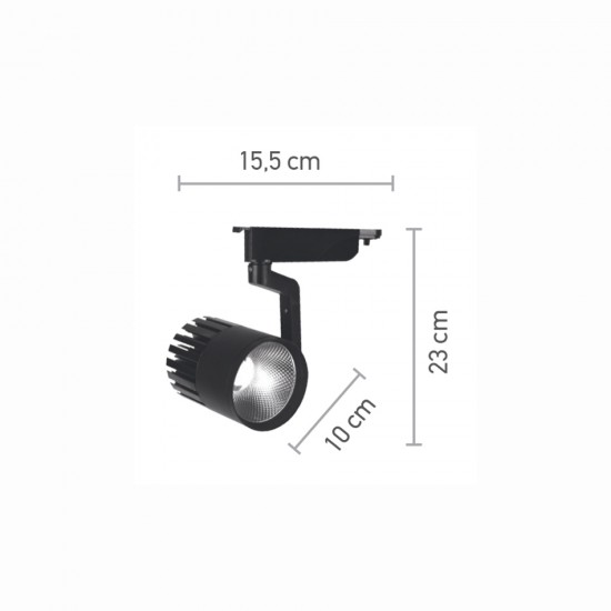 InLight Σποτ Ράγας Μαύρο LED 30W 3000K D:10cmX23cm (T00101-BL)