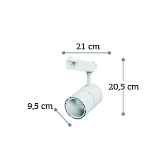 InLight Σποτ Ράγας Λευκό LED 30W 3000K D:9,5cmX20,5cm (T00201-WH)