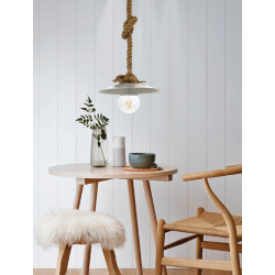 InLight Κρεμαστό φωτιστικό από καφέ σχοινί και λευκό μέταλλο 1XE27 D:36cm (4382-WH)