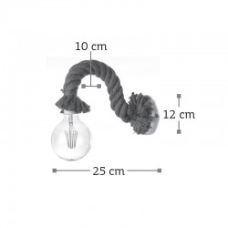 InLight Επιτοίχιο φωτιστικό από καφέ σχοινί και λευκό μέταλλο 1XE27 D:25cm (43367-WH)