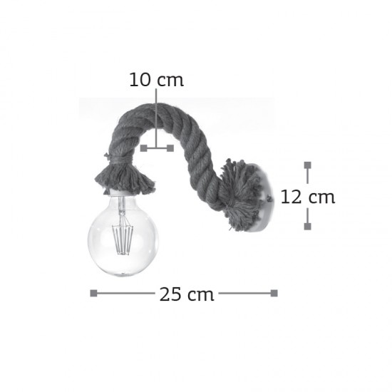 InLight Επιτοίχιο φωτιστικό από καφέ σχοινί και λευκό μέταλλο 1XE27 D:25cm (43367-WH)