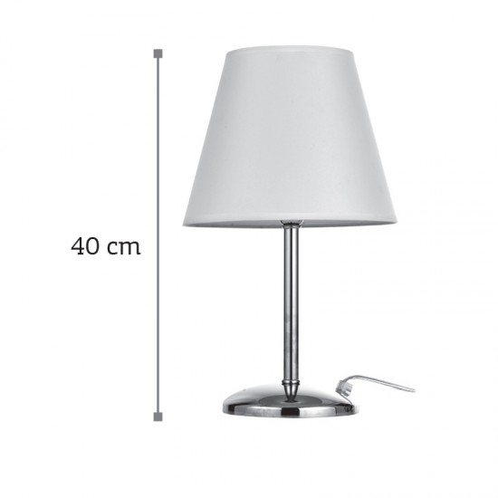 InLight Επιτραπέζιο φωτιστικό από μέταλλο σε χρώμιο απόχρωση και υφασμάτινο καπέλο 1XE14 D:40cm (3425-Χρώμιο)