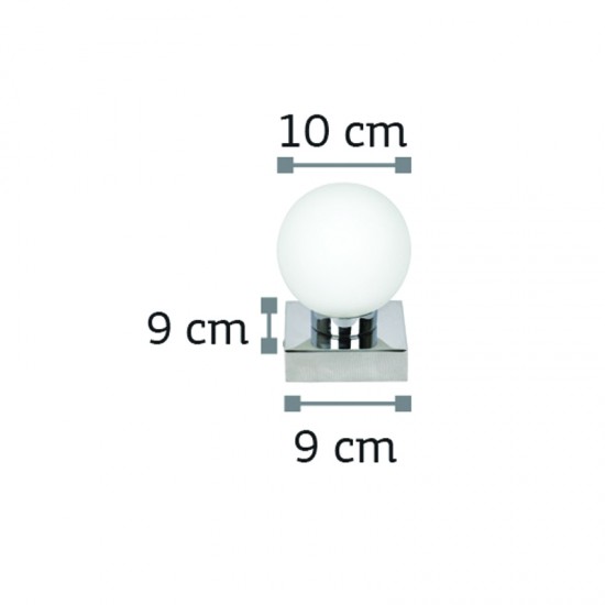 InLight Επιτοίχιο φωτιστικό από χρώμιο μέταλλο και λευκή οπαλίνα 1XG9 D:9cm (43420-1)