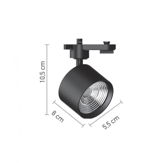 InLight Σποτ Ράγας Μαύρο LED 10W 4000K D:5,5cmX10,5cm (T00502-BL)