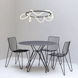 InLight Κρεμαστό φωτιστικό LED 80W 3000K από μαύρο μέταλλο και σωλήνα σιλικόνης D:80cm (6016-Α)