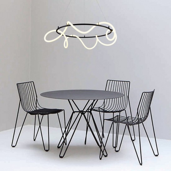 InLight Κρεμαστό φωτιστικό LED 80W 3000K από μαύρο μέταλλο και σωλήνα σιλικόνης D:80cm (6016-Α)