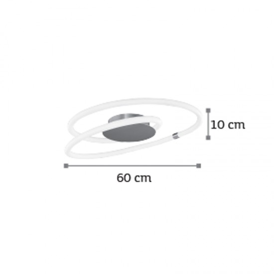 InLight Πλαφονιέρα οροφής LED 40W 3000K από χρώμιο μέταλλο και σωλήνα PVC D:60cm (42011-CH)