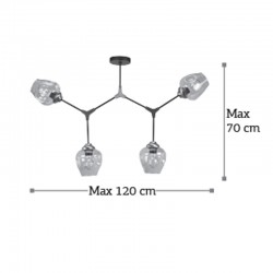 InLight Κρεμαστό φωτιστικό από μαύρο μέταλλο και διάφανο γυαλί 4XE27 D:120cm (6129-4-GL)