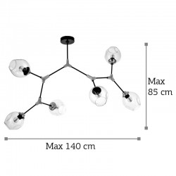 InLight Κρεμαστό φωτιστικό από μαύρο μέταλλο και διάφανο γυαλί 6XE27 D:140cm (6129-6-GL)