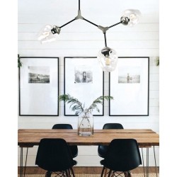 InLight Κρεμαστό φωτιστικό από μαύρο μέταλλο και διάφανο γυαλί 3XE27 D:70cm (6129-3-ΝΜ)