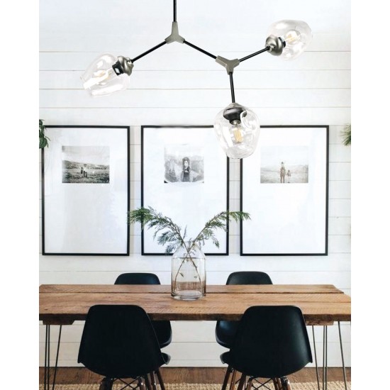 InLight Κρεμαστό φωτιστικό από μαύρο μέταλλο και διάφανο γυαλί 3XE27 D:70cm (6129-3-ΝΜ)