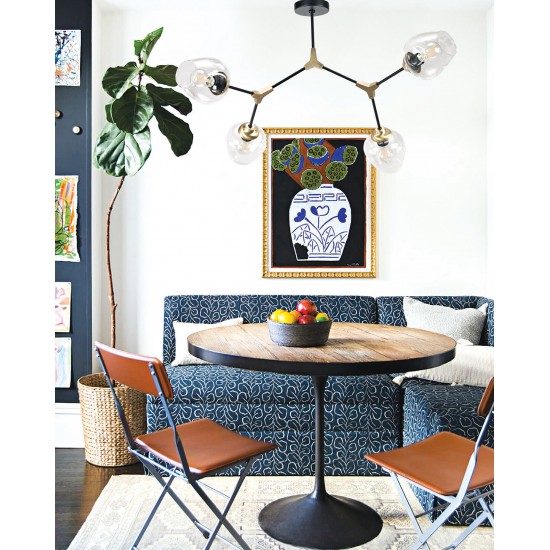 InLight Κρεμαστό φωτιστικό από μαύρο μέταλλο και διάφανο γυαλί 4XE27 D:120cm (6129-4-ΝΜ)