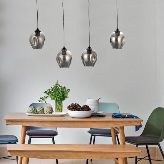 InLight Κρεμαστό φωτιστικό από νίκελ ματ μέταλλο και διάφανο γυαλί 4XE27 D:80cm (4474-4-NM ΡΑΓΑ) InLight Κρεμαστό φωτιστικό από νίκελ ματ μέταλλο και διάφανο γυαλί 4XE27 D:80cm (4474-4-NM ΡΑΓΑ)