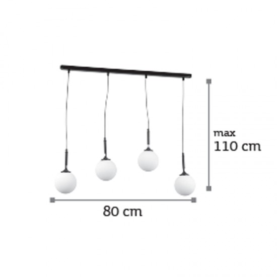 InLight Κρεμαστό φωτιστικό από μαύρο μέταλλο και λευκή οπαλίνα 4XG9 D:80cm (4514-4 ΡΑΓΑ) InLight Κρεμαστό φωτιστικό από μαύρο μέταλλο και λευκή οπαλίνα 4XG9 D:80cm (4514-4 ΡΑΓΑ)