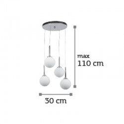 InLight Κρεμαστό φωτιστικό από χρώμιο μέταλλο και λευκή οπαλίνα 4XG9 D:30cm (4515-4 ΡΟΖΕΤΑ)