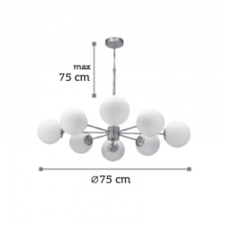 InLight Κρεμαστό φωτιστικό από χρυσό ματ μέταλλο και λευκή οπαλίνα 8XG9 D:75cm (5316-8)