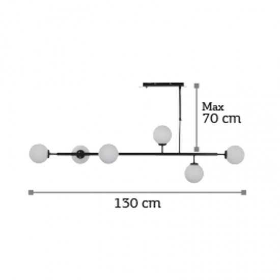 InLight Κρεμαστό φωτιστικό από χρώμιο μέταλλο και λευκή οπαλίνα 6XG9 D:130cm (6192-CH)