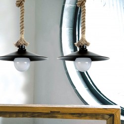 InLight Κρεμαστό φωτιστικό από καφέ σχοινί και μαύρο μέταλλο 1XE27 D:36cm (4382-BL)