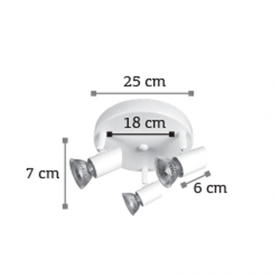 InLight Επιτοίχιο σποτ από μέταλλο σε μαύρη απόχρωση 3XGU10 D:25cm (9077-3Φ-Μαύρο)
