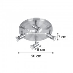 InLight Επιτοίχιο σποτ από μέταλλο σε νίκελ ματ απόχρωση 4XGU10 D:30cm (9075-4Φ-Νίκελ Ματ)