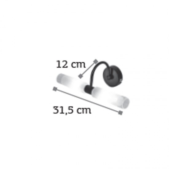 InLight Επιτοίχιο φωτιστικό από μαύρο μέταλλο και αμμοβολή γυαλί 2XG9 D:31,5cm (1048-Μαύρο)