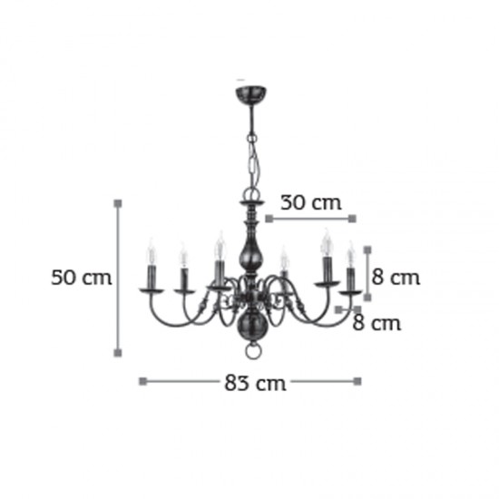 InLight Κρεμαστό φωτιστικό από οξυντέ μέταλλο 8XE14 D:83cm (5309-8)