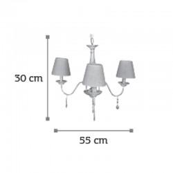 InLight Κρεμαστό φωτιστικό από λευκή πατίνα, κρύσταλλα και υφασμάτινο καπέλο 3XE14 D:55cm  (5010-3)
