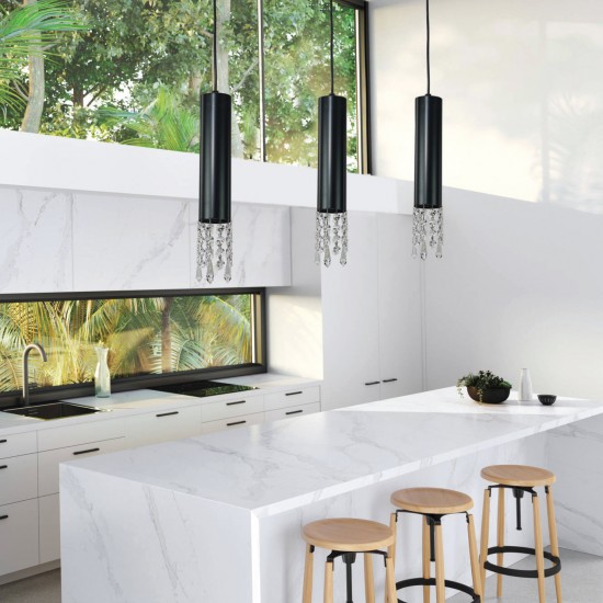 InLight Κρεμαστό φωτιστικό από μαύρο μέταλλο και κρύσταλλα 1XGU10 D:35cm (4014)