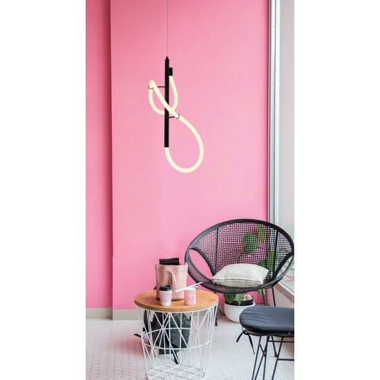 InLight Κρεμαστό φωτιστικό LED 25W 3000K από μαύρο μέταλλο και σωλήνα σιλικόνης D:65cm (6014)