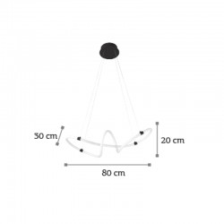 InLight Κρεμαστό φωτιστικό LED 25W 3000K από μαύρο μέταλλο και σωλήνα PVC D:80cm (6022)