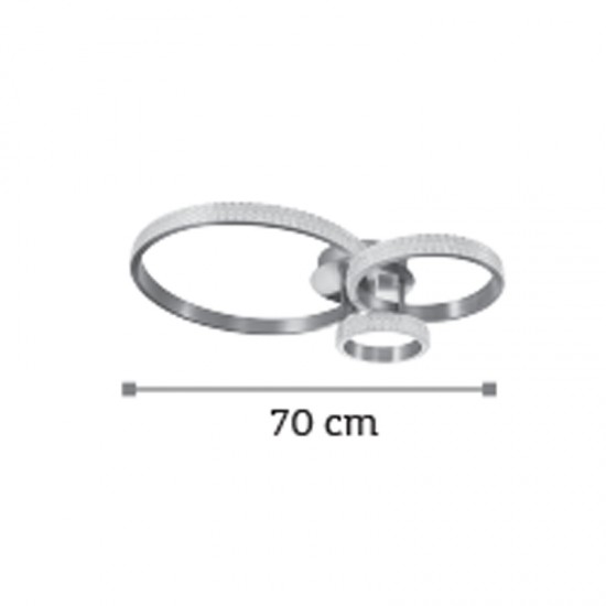 InLight Πλαφονιέρα οροφής LED 96W 3000K από χρώμιο αλουμίνιο και ακρυλικό D:70cm (6035-CH)