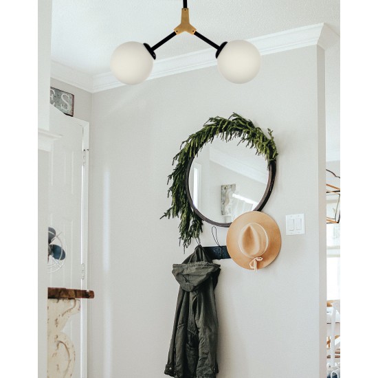 InLight Κρεμαστό φωτιστικό από μαύρο μέταλλο και λευκή οπαλίνα 2XE27 D:40cm (6167-2-NM)