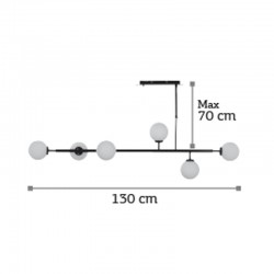 InLight Κρεμαστό φωτιστικό από χρυσαφί μέταλλο και λευκή οπαλίνα 6XG9 D:130cm (6192-GL)