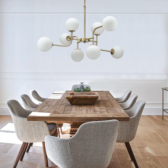 InLight Κρεμαστό φωτιστικό από χρυσαφί μέταλλο και λευκή οπαλίνα 8XG9 D:90cm (6169-8-GL)