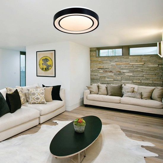 InLight Πλαφονιέρα οροφής LED 36W 3CCT από μαύρο μέταλλο και ακρυλικό D:50cm (42179-A)