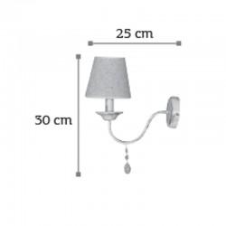 InLight Επιτοίχιο μεταλλικό φωτιστικό από λευκή πατίνα, κρύσταλλα και υφασμάτινο καπέλο 1XE14 D:25cm (43023)