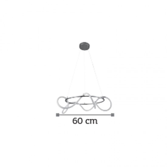 InLight Κρεμαστό φωτιστικό LED 60W 3000K από χρώμιο μέταλλο και σωλήνα σιλικόνης D:60cm (6017-B-CH)