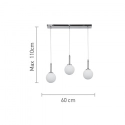 InLight Κρεμαστό φωτιστικό από χρυσαφί μέταλλο και λευκή οπαλίνα 3XG9 D:60cm (4016-3-RAIL)
