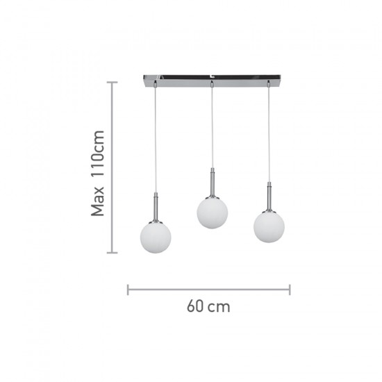 InLight Κρεμαστό φωτιστικό από χρυσαφί μέταλλο και λευκή οπαλίνα 3XG9 D:60cm (4016-3-RAIL)