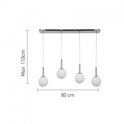 InLight Κρεμαστό φωτιστικό από χρυσαφί μέταλλο και λευκή οπαλίνα 4XG9 D:80cm (4016-4-RAIL)