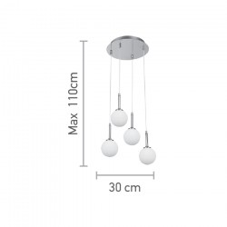 InLight Κρεμαστό φωτιστικό από χρυσαφί μέταλλο και λευκή οπαλίνα 4XG9 D:30cm (4016-4-ROSETTE)