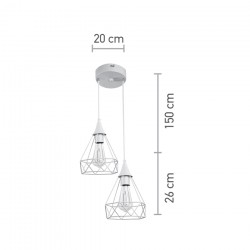 InLight Κρεμαστό φωτιστικό από λευκό μέταλλο 2XE27 D:20cm (4024-2-WH-ROSETTE)
