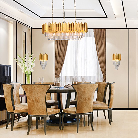 InLight Επιτοίχιο φωτιστικό από χρυσαφί αλουμίνιο και κρύσταλλα 1XE14 D:35cm (43035)