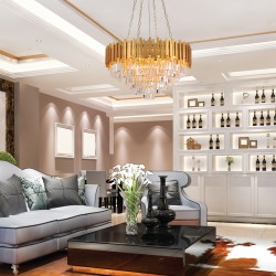 InLight Κρεμαστό φωτιστικό από χρυσαφί αλουμίνιο και κρύσταλλα 12XE14 D:80cm (6068-12)