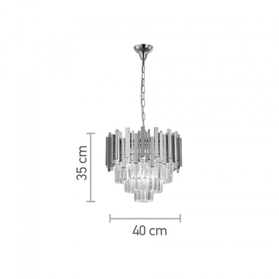 InLight Κρεμαστό φωτιστικό από χρυσαφί αλουμίνιο και κρύσταλλα 4XE14 D:40cm (6068-4)